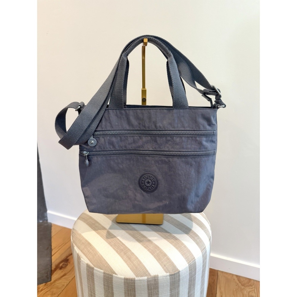 Kipling Miah Bag Crossbody Shoulder Nylon Tote Slate Blue Zip Top Adjustable